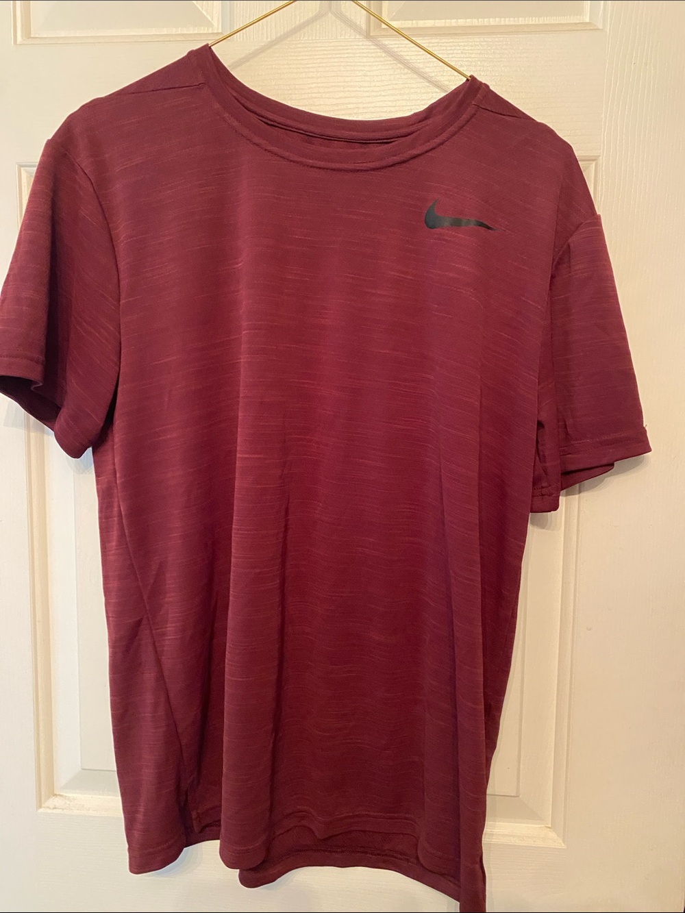 Nike Men's Short-Sleeve Tee — Burgundy with Black Swoosh